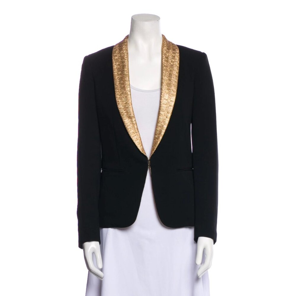 Rag & Bone | Black Gold Textured Trim Blazer | Size 0